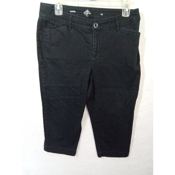 St Johns Bay Womens Size 10 Black Capri Jeans Pockets Zip Up - Picture 1 of 9